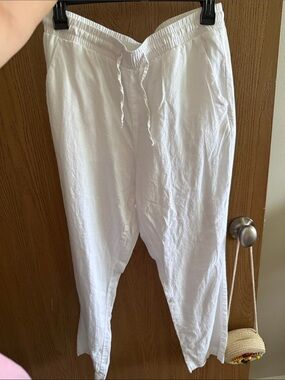 Morgan Taylor White Drawstring Jogger Pants
